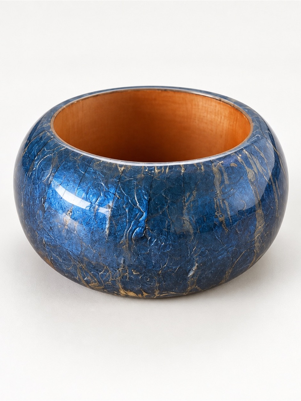 Chunky Cobalt Blue Crackle Finish Statement Bangle Bracelet